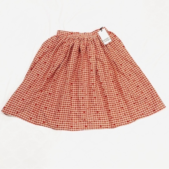NWT Unique Vintage Red Plaid & Hearts Gellar Swing Skirt - Picture 1 of 6